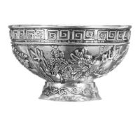 SWETRACE Silver Tibetan Silver Offering Bowl with Dragon and Phoenix Pattern, Decorative Worship Bowl for Meditation and Home Altar, Elegant Sacrificial Water Cup for Buddhist Believers