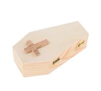 SWETRACE Vintage Coffin Shaped Wooden Jewelry Box Organizer with Tight Seal Dual-use as Pet Urn and Trinket Holder Portable Craft Storage Case with Unique Lid for Festival Decoration and