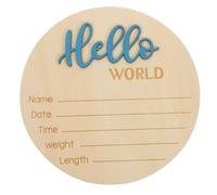 SWETRACE Wooden Birth Announcement Sign Blue Round Baby Name Sign with Smooth Surface and Delicate Simple Style for Baby Shower Photography Prop and Newborn Welcome