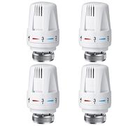 Swetup Trv Thermostatic Radiator Valve, 4 Pieces Thermostatic Valves Head Only, Radiator Thermostat Head M30 x 1.5, Standard Radiator Valves Replacement Head for Home Office, White