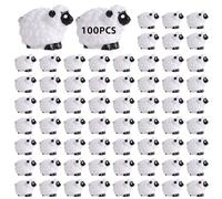 SWEWARM 100Pcs Mini Resin Sheep Figurines - 1.5x2.5x1.6cm White Fairy Garden Ornaments | Weather-Resistant Miniature Landscape Decor for Moss Gardens, Cake Toppers & Terrariums