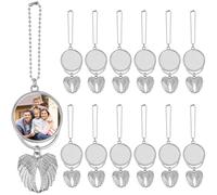 SWEWARM 12 Pack Angel Wing Sublimation Keychains, Double Sided Heat Transfer Pendants with 24 Aluminum Sheets, Car Accessories and Craft Kit