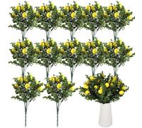 SWEWARM 12 PCS Artificial Lemon Branches, Faux Yellow Lemons with Flexible Green Stems, Easy-Shape Realistic Fruit Picks for Centerpieces, Kitchen & Home Decor