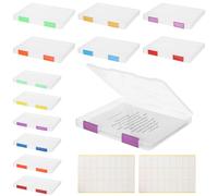 SWEWARM 12 PCS Clear A4 A5 File Boxes, Plastic Paper Organizer with Color Buckles and 54 Labels, Stackable Magazine Protector Cases, Transparent Document Case for Office, School, Home