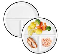 SWEWARM 2 Pcs Portion Control Plates, 8" Ceramic Divided Plate for Adults, Round Porcelain Dinner Diet Plate, White Ceramic Plates for Balanced Meals, Diabetes and Weight Loss Diet