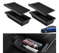 SWEWARM 2 Pcs Under Seat Organizers, Underseat Storage Boxes with Lids for Tesla Model Y 2023-2021, Waterproof Underseat Hidden Storage Tray Bins for Accessories, Non-Slip Car Front Seat Drawer Boxes