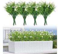 SWEWARM 24 Bundles Artificial Flowers, White Eucalyptus Camellia Bouquets, Fake Greenery Flowers, Realistic Plastic Flowers with Green Leaves, Ideal for Garden, Wedding, Home Decor