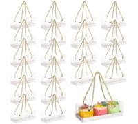 SWEWARM 24 PCS Clear Dessert Boxes with Handles, Portable Transparent Macaron Cupcake Boxes, Bakery Cookie Present Containers for Party, Wedding, Display, Pastry Packaging, 7.3 x 2.6 x 2.6 in