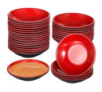 SWEWARM 25 Pcs Round Melamine Dipping Bowls Set with Red and Black Unbreakable Appetizer Plates, 3.5 in Condiment Bowls, Long-Lasting and Stylish Dining Solution for Parties, Easy to Clean and Serve