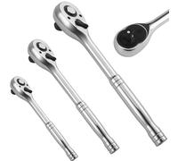 SWEWARM 3 PCS Ratchet Wrench Set, 1/4 3/8 1/2 in Square Drive, 72-Tooth Socket Wrench Set with Quick Release and Reversible Switch, Steel Ratchet for Auto Repair and Mechanical Use