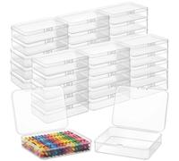 SWEWARM 30 Pcs Clear Plastic Small Storage Boxes with Attached Lid, 4.5 x 3.3 x 1.1 Inches Crayon Organizer, Space Saving Case for Art Supplies, Craft Kits & Classroom Materials
