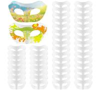 SWEWARM 48 Pack DIY Blank White Half Face Masks - Paper Mache Hand Painted Masquerade Mask Set with Elastic String for Cosplay, Carnival & Halloween Parties
