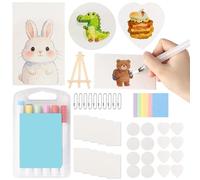 SWEWARM 59 Pcs Magic Foam Texture Painting Kit, 3D Magic Craft Supplies with Foam Paint Paper, Acrylic Makers, Water Brushes, Bead Chains, and Easel, Creative DIY Bubble Art Supplies