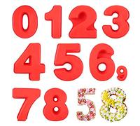 SWEWARM 9 PCS Number Cake Pans - Large 10 Inch Silicone 3D Number Cake Molds (Red)