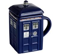 SWEWARM Creative Mug, Police Public Call Box Ceramic Mug with Lid, 17 oz Retro British Phone Booth Novelty Coffee Cup, Novelty Drinking Cup for Tea, Cocoa, Coffee, Drinks