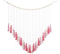 SWEWARM Large Handmade Bohemian Macrame Wall Hanging Tapestry - 43 x 39 Inch Blush Pink Cotton Rope Decor with Wooden Beads for Bedroom, Living Room, Wedding