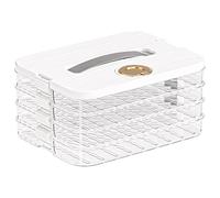 SWEWARM Mepal Meat Fridge Storage Containers, 4-Layer Transparent Plastic Storage Box with Handle and Lid for Kitchen Storage & Organization, 30.5 x 23 x 15 cm