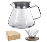 SWEWARM Pour Over Coffee Maker Set, 21 oz Glass Coffee Pot with Lid & Handle, Pour Over Filter Cup with Walnut Handle 100 Paper Filters, Manual Drip Coffee Brewer for Home Office Picnic Camping