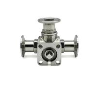 SWEWDSQG SS304 SS316 stainless steel T-shaped L-shaped ball valve clamp type quick release three-way valve OD19mm-51mm(T-port,32mm Ferrule 50.5)