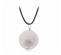 swglcowo Dandelion Glass Necklace Handmade Charm Real Dandelion Seed Pressed White Flower Chic Crystal Transparent Ball Make A Wish Necklace for Women Nature Lover Birthday Fashion Jewelry Gifts