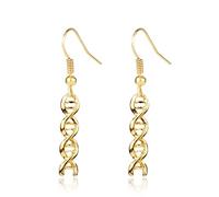 swglcowo DNA Double Helix Chemistry Pendant Necklace Gold Silver Plated Unique Elegant 3D Spiral Science Biology Molecule Medical Lab Lightweight Chain Necklace for Women Science Lovers Jewelry Gifts