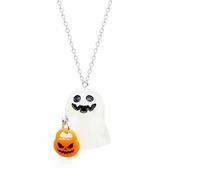 swglcowo Halloween Ghost Pendant Necklace Gothic 3D Resin Glow in the Dark Blood Ghosts Pumpkin Corn Spooky Necklace Earrings for Women Men Halloween Cosplay Costume Party Jewelry Accessories, M