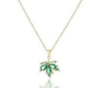 swglcowo Maple Leaf Crystal Pendant Necklace Gold Plated Fall Red Leaves Glitter Rhinestone Cubic Zirconia Chain Necklace for Women Autumn Festival Thanksgiving Christmas Party Holiday Jewelry Gifts