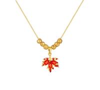 swglcowo Maple Leaf Crystal Pendant Necklace Gold Plated Fall Red Leaves Glitter Rhinestone Cubic Zirconia Chain Necklace for Women Autumn Festival Thanksgiving Christmas Party Holiday Jewelry Gifts