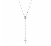 swglcowo Virgin Mary Cross Necklace Gold Silver Plated Dainty Holy Cross Faith Religious Rosary Long Chain Y Lariat Pendant Necklace for Women Men Christian Protection Prayer Jewelry Gifts, Zinc, No