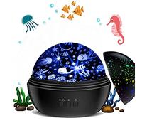 Swhily Baby Light Projector, Star Moon and Ocean Wave Sensory Projector Rotating Lights, Rechargeable Sensory Lights for Girls Boys (Black)