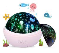 Swhily Baby Light Projector, Star Moon and Ocean Wave Sensory Projector Rotating Lights, Rechargeable Sensory Lights for Girls Boys (Pink)