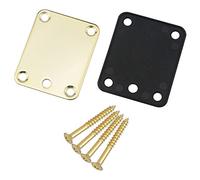Swhmc 1 Set Gold Bass Guitar Neck Plate with Screws Strat Tele Joint Reinforce Board for Electric Guitar Part Replacement