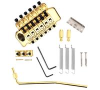 Swhmc Floyd Rose Type Locking Tremolo Bridge, Gold 2-Point Electric Guitar Bridge & Parts Set w/Bar for Strat, Replacement Guitar Hardware