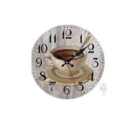 SWHONG 12-inch Retro Round Rustic Wooden Wall Clock, Silent Non Ticking for Bedrooms, Living- rooms, Studies,Cafés.