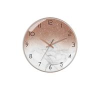 SWHONG 12-inch Round Wall-mounted Quartz Clock with Rose Gold Frame Arabic Numerals Gradient Colour Design for Bedrooms Living Rooms Studies