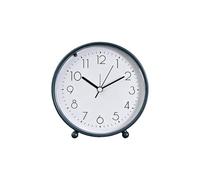 SWHONG Black Simple Round Alarm Clock with Arabic Numerals Desktop Silent Night Light Digital Clock for Studies Bedrooms Living Rooms