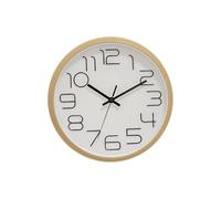 SWHONG Simple 12-inch Round Silent Wall Clock with Wood-effect Style and Large Arabic Numerals Digital Clock for Studies Living Rooms Bedrooms