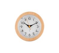 SWHONG Simple Round Creative Glow-in-the-dark Silent Alarm Clock in Natural Wood Style for Studies Bedrooms Living Rooms