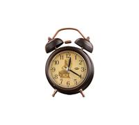 SWHONG Vintage Metal Alarm Clock Retro Gramophone Pattern Analog Clock with Night Light Silent Non-Ticking Battery Operated Desk Clock for Bedroom Office