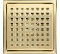 SWHYGER 6 Inch Square Shower Floor Drain with Removable Cover Grid Grate ,SUS304 Stainless Steel Brushed Gold Brass Finished,98738BG6.