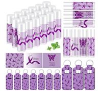 Swiffen 18 Set Purple Ribbon Awareness Gift Lip Balm with Holder Faith Hope Cure Support Gifts for Domestic Violence Overdose Pancreatic Cancer Alzheimer's Funeral Memorial Charity Fundraiser Supplies
