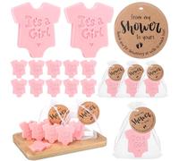 Swiffen 25 Sets Baby Shower Soap Favors for Guests - Boy Girl Mini Handmade Soaps with Thank You Tags and Organza Bags for Shower Gender Reveal Party Favors (Pink,Baby Shirt)