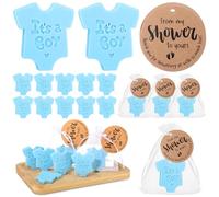 Swiffen 25 Sets Baby Shower Soap Favors for Guests - Boy Girl Mini Handmade Soaps with Thank You Tags and Organza Bags for Shower Gender Reveal Party Favors(Blue,Baby Shirt)