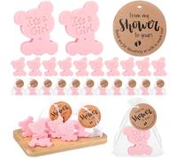 Swiffen 25 Sets Baby Shower Soap Favors for Guests Girl Boy Mini Footprint Handmade Scented Soaps with Thank You Tags and Organza Bags for Shower Gender Reveal Party Favors (Pink,Bear)