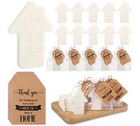 Swiffen 25 Sets Housewarming Party Favor Short House Shaped Soap Mini Soap with Thank You Tag Organza Bags Twine New Home Return Gift Idea for Guests Sweet Home House Warming Decorations