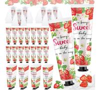 Swiffen 48 Sets Baby Shower Hand Cream Bulk Strawberry Baby Shower Favors Bridal Thank You Hand Cream for Guests Travel Size Lotion with Organza Bags