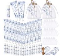 Swiffen 48 Sets of Hand Cream and Lip Balm "Something Blue Before the Hen Night" Wedding Gift Floral Bulk Hand Lotion and Travel Size Lip Balm Accessories P