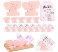 Swiffen 50 Sets Baby Shower Soap Favors for Guests Boy Girl Mini Handmade Scented Soaps with Thank You Tags and Organza Bags for Shower Gender Reveal Party Favors (It's A Girl,Pink Elephant)