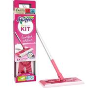 Swiffer Cleaning Kit for Dry Dust, 1 Pink Mop + 8 Dry Cloths + 3 Wet Cloths, Capture and Trap Dust and Hair, Removes Dirt and Bacteria, for All Types