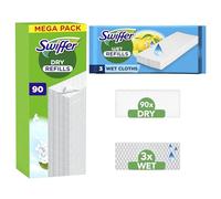 Swiffer 90 Pieces Replacement Dust Mop Pads for Broom and 3 Pieces Replacement Mop Cloths, for 3 Times More Dust, Dirt and Hair Than a Traditional Broom